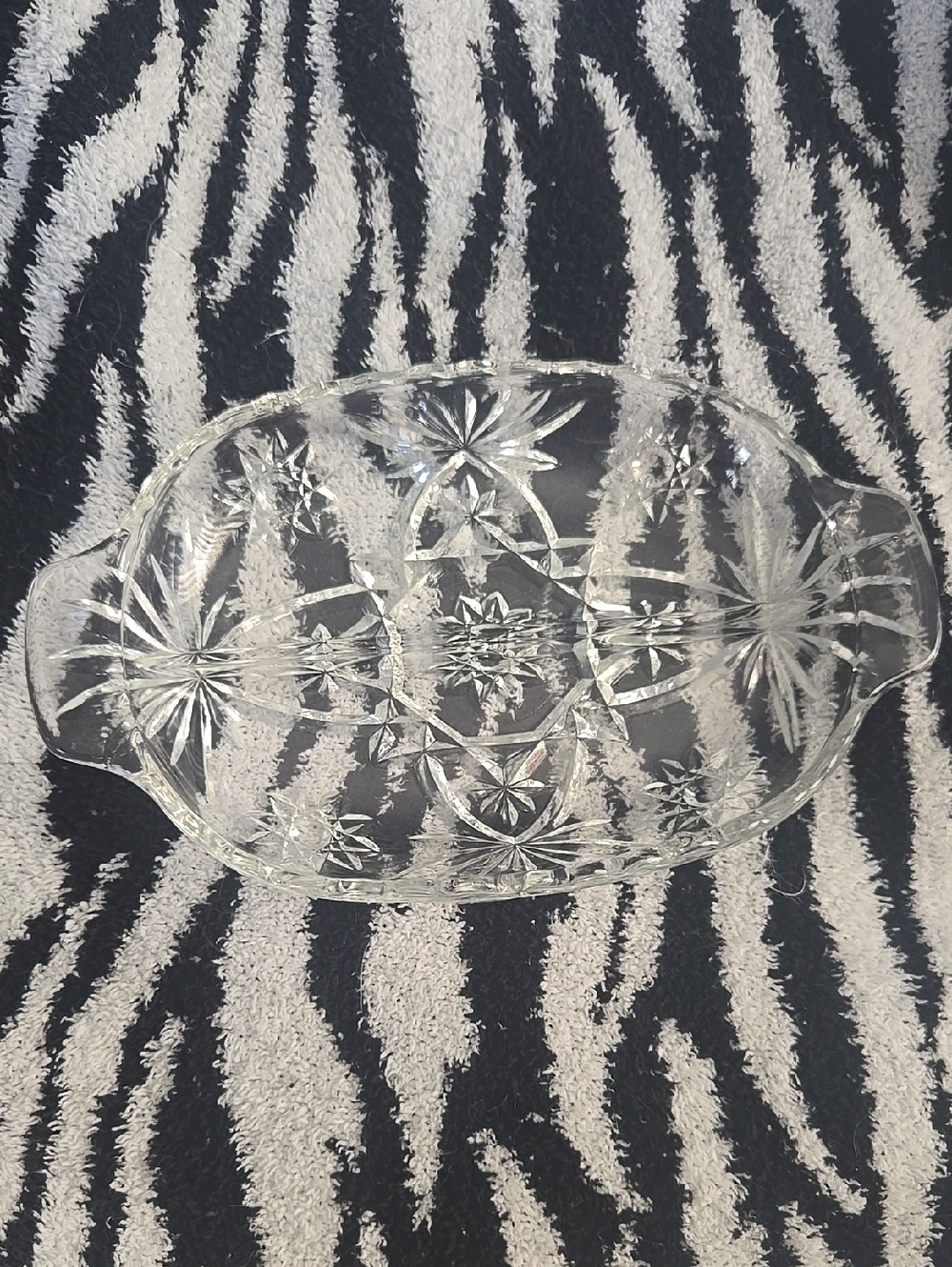 Glass Relish Dish - Elegant Star Of David vintage Mcm Anchor Hocking